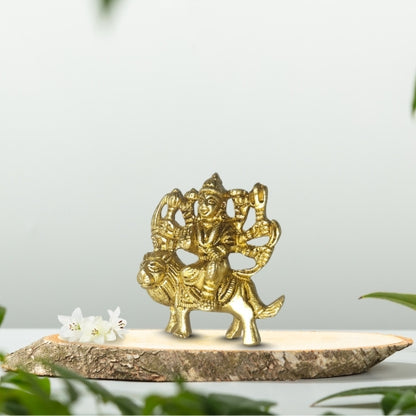 Divine Durga Brass Idol – Shakti Roop on Lion