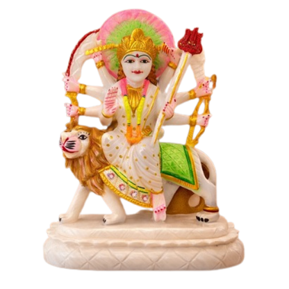 Premium Durga Mata Marble Idol on Lion for Navratri & Daily Pooja