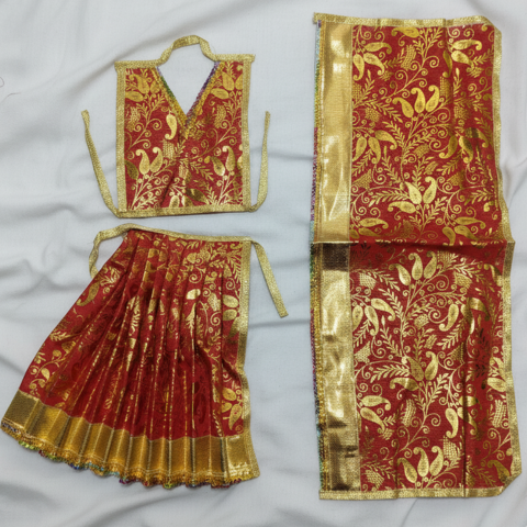 Shubh Jagdamba Vastra – Decorative Red Golden Ensemble