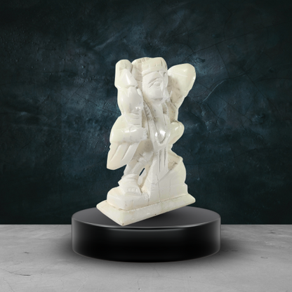 Handcrafted White Marble Lord Hanuman Idol – Divine Spiritual Home Décor Statue