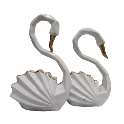 White Swan Couple Decorative Showpiece – Golden Beak Home Decor