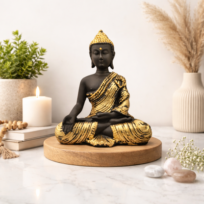 Meditating Buddha Idol in Bhumisparsha Mudra for Home Decor