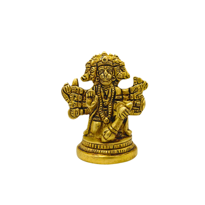 Handcrafted Brass Five Face Hanuman Statue – Protective Vastu Home Decor