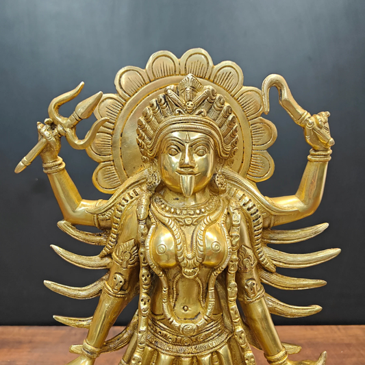 Large Brass Maa Kali Statue (24 Inch) – Mahakali Standing on Shiv Idol | Powerful Temple & Vastu Decor Murti