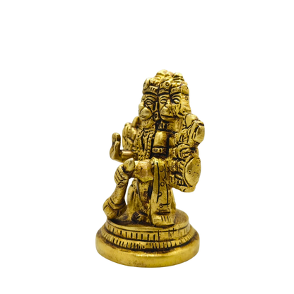Handcrafted Brass Five Face Hanuman Statue – Protective Vastu Home Decor