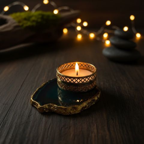 Tea Light Holder with Gold Plated