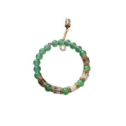 Green Aventurine Bracelet with Clear Quartz Beads – Crystal Bracelet for Women