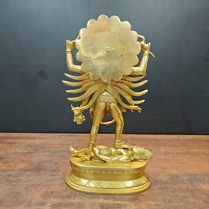 Large Brass Maa Kali Statue (24 Inch) – Mahakali Standing on Shiv Idol | Powerful Temple & Vastu Decor Murti