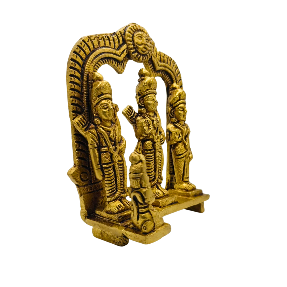 Brass Ram Darbar Idol with Hanuman – Ram Sita Lakshman Statue for Home Temple