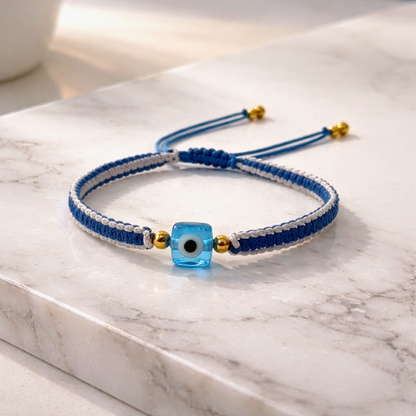 Blue Cube Evil Eye Bracelet
