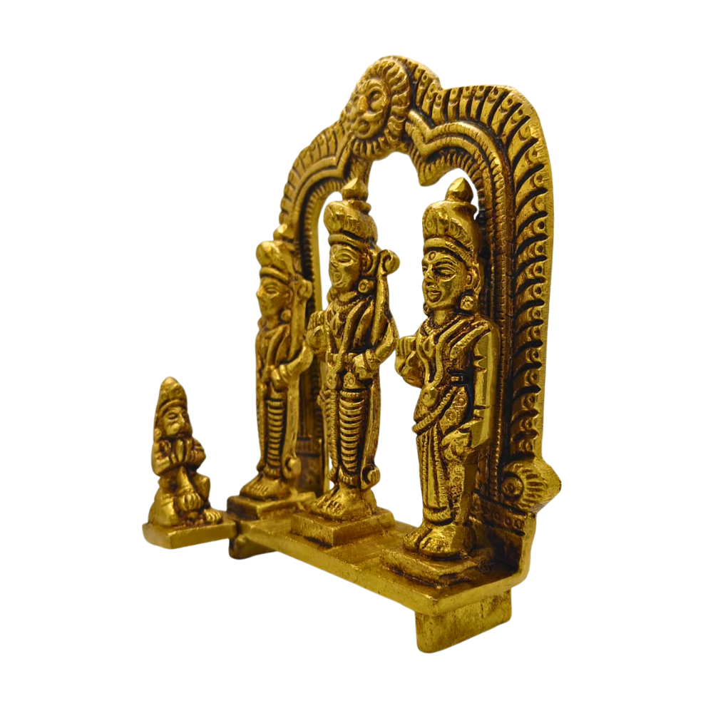 Brass Ram Darbar Idol with Hanuman – Ram Sita Lakshman Statue for Home Temple