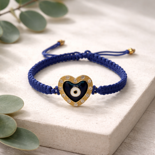 Blue Heart Evil Eye Bracelet
