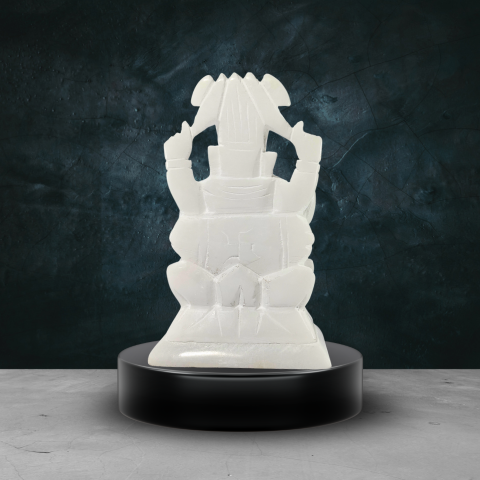 Handcrafted White Marble Lord Ganesha Idol – Spiritual Home Décor Statue