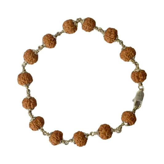 Authentic & Certified Natural Rudraksha Bracelet with Silver Capping