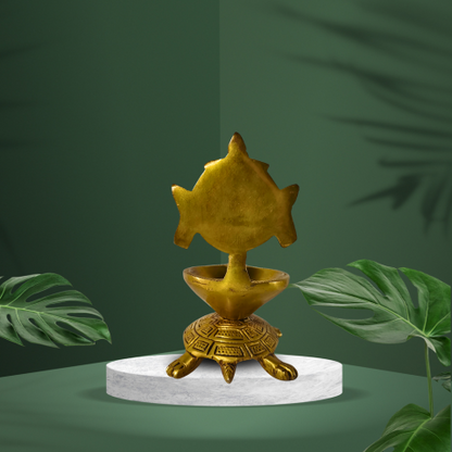 Sacred Turtle Brass Jyoti Diya – Light of Faith & Abundance