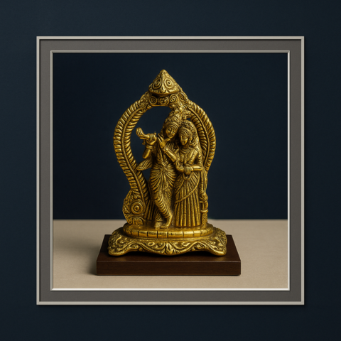 Shree Radha Krishna Premium Gold Idol for Puja