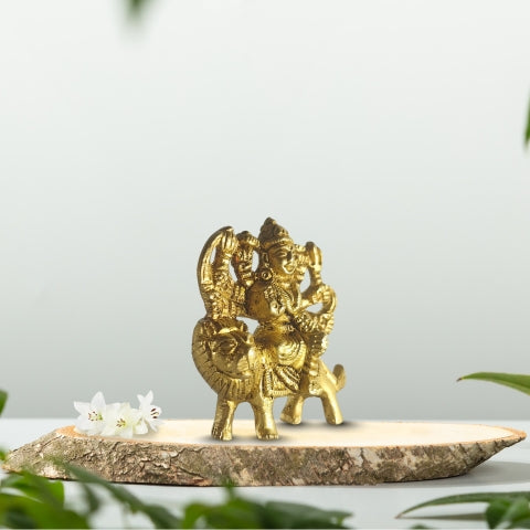 Divine Durga Brass Idol – Shakti Roop on Lion