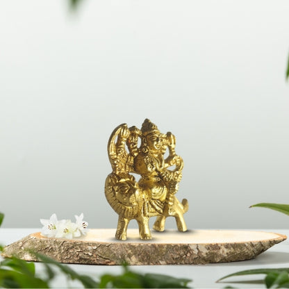 Divine Durga Brass Idol – Shakti Roop on Lion