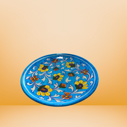Sky Blue Blossom Floral Ceramic Plate