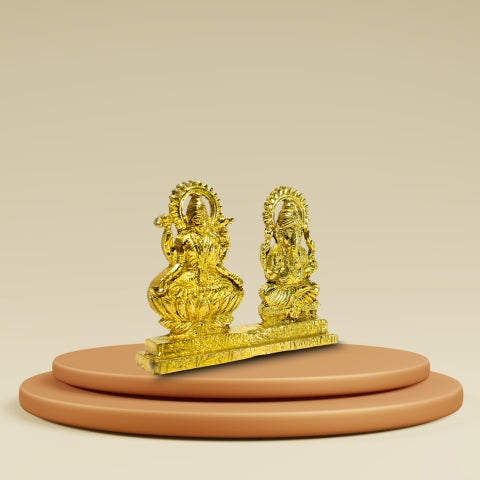 Shubh Lakshmi Ganesh Brass Idol – Blessings of Wealth & Wisdom