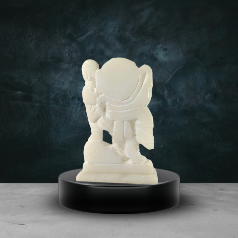 Handcrafted White Marble Lord Hanuman Idol – Divine Spiritual Home Décor Statue