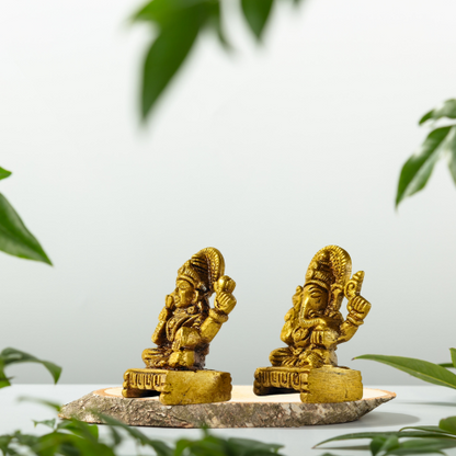 Sacred Laxmi Ganesh Choki Brass Idol for Puja