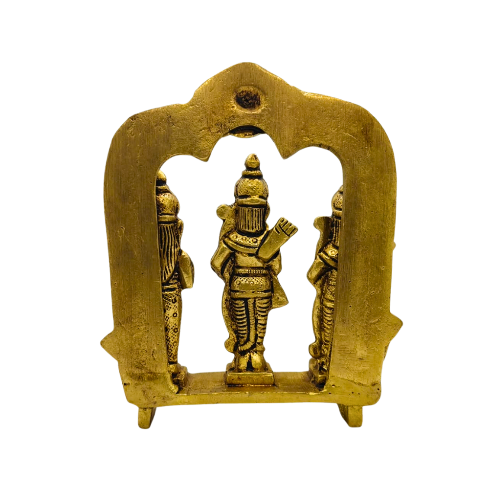 Brass Ram Darbar Idol with Hanuman – Ram Sita Lakshman Statue for Home Temple