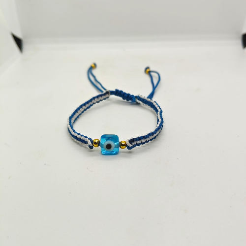 Blue Cube Evil Eye Bracelet