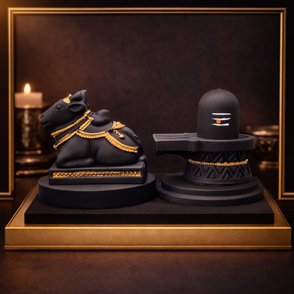 Premium Shivling with Nandi Idol Set – Mahadev Pooja Murti for Home Mandir