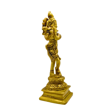 Brass Lord Krishna Idol – Murli Manohar Flute Statue for Home Temple