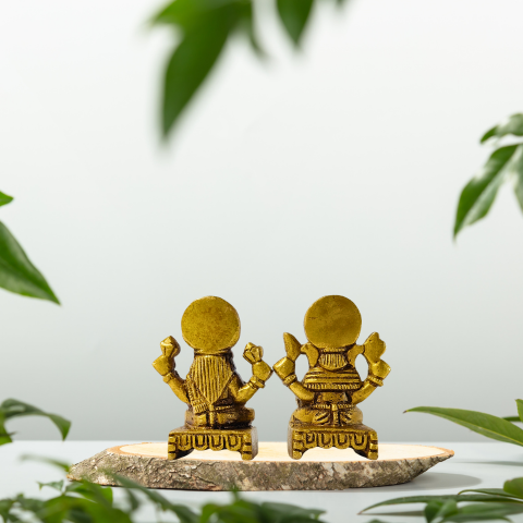 Sacred Laxmi Ganesh Choki Brass Idol for Puja