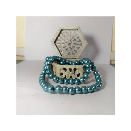 Elegant Blue Pearl Beaded Necklace
