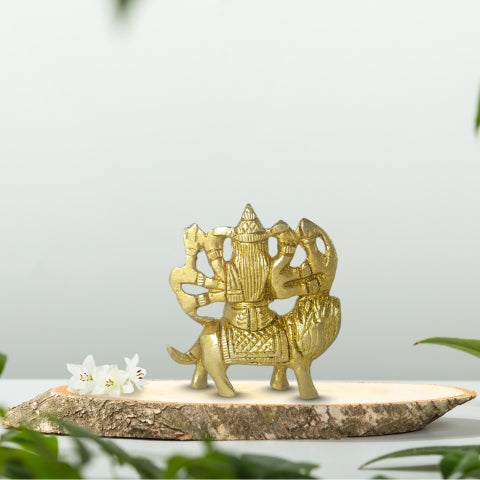 Divine Durga Brass Idol – Shakti Roop on Lion