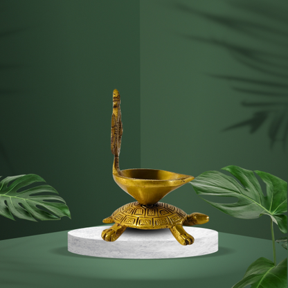 Sacred Turtle Brass Jyoti Diya – Light of Faith & Abundance