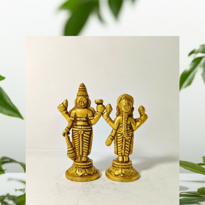 Holy Lakshmi Narayan Standing Brass Idol – Grace of Fortune & Preservation