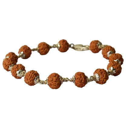 Authentic & Certified Natural Rudraksha Bracelet with Silver Capping