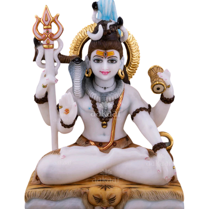 18 Inch Large Lord Shiva Marble Finish Murti for Home Temple | Big Shiv Ji Pooja Idol Statue
