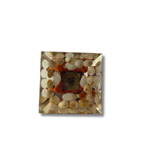 Rudraksha & Shell Orgonite Pyramid