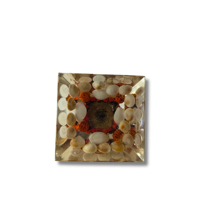 Rudraksha & Shell Orgonite Pyramid