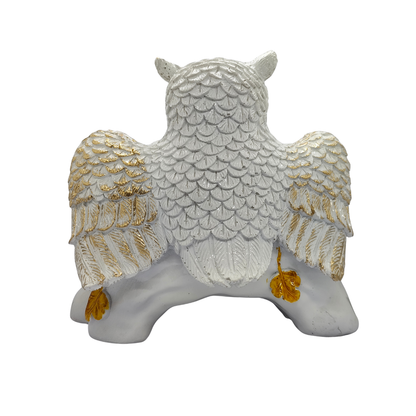 ServPuja Lucky Owl Family Statue – White Gold Vastu Décor