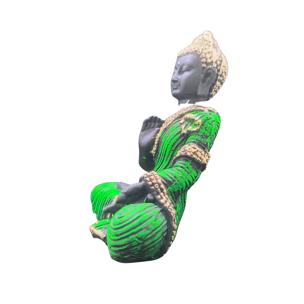 Blessing Buddha Statue – Green & Gold Meditation Idol for Peace & Prosperity