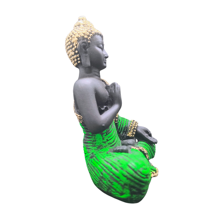 Blessing Buddha Statue – Green & Gold Meditation Idol for Peace & Prosperity