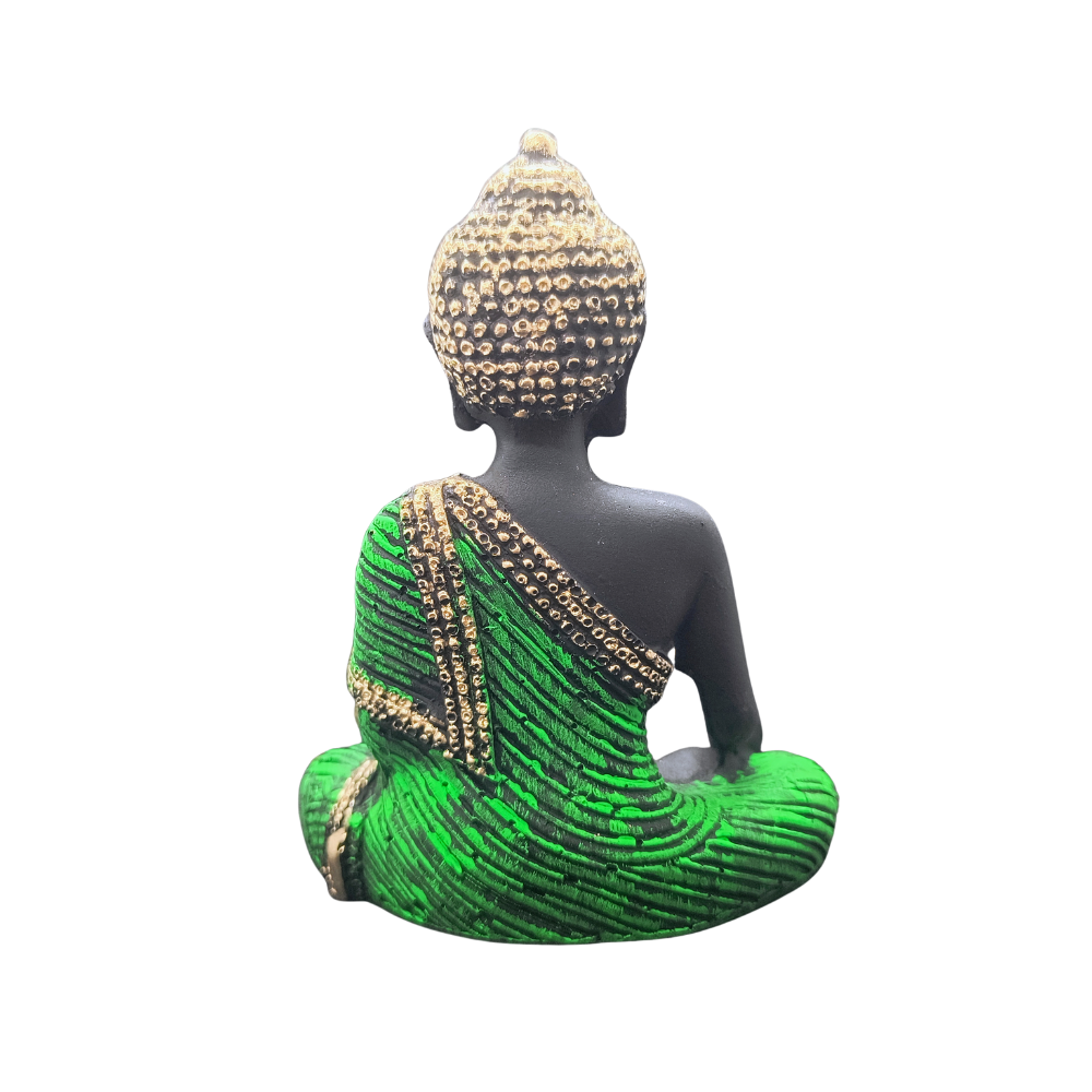 Blessing Buddha Statue – Green & Gold Meditation Idol for Peace & Prosperity