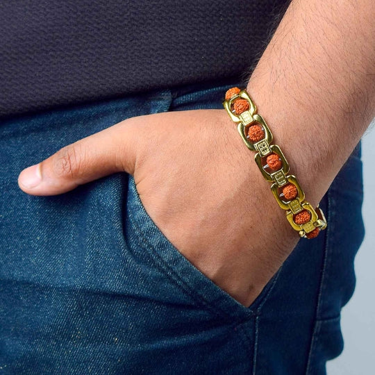 Gold Plated Rudraksha Bracelet (Artificial)