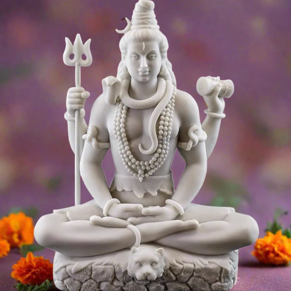 18 Inch Large Lord Shiva Marble Finish Murti for Home Temple | Big Shiv Ji Pooja Idol Statue