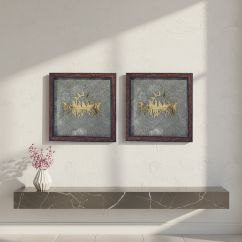 Pyrite Divine Wall Frame (7 Horses/Shri Yantra)