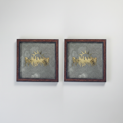 Pyrite Divine Wall Frame (7 Horses/Shri Yantra)