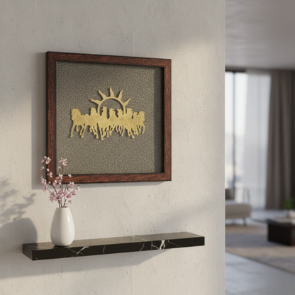 Pyrite Divine Wall Frame (7 Horses/Shri Yantra)