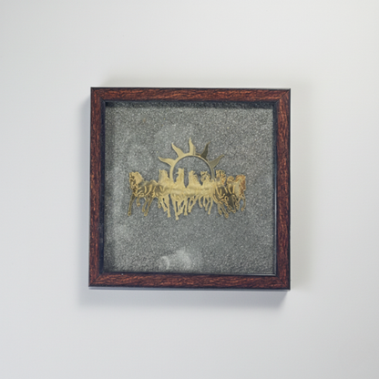 Pyrite Divine Wall Frame (7 Horses/Shri Yantra)