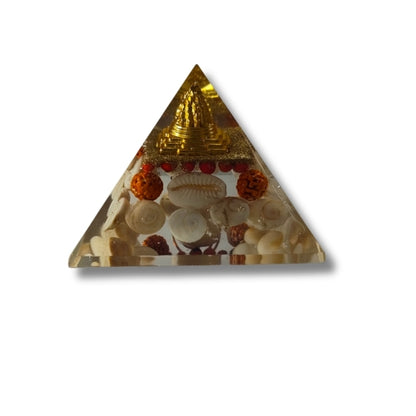 Rudraksha & Shell Orgonite Pyramid